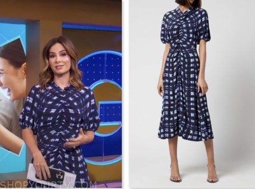 Good Morning America: August 2023 Rebecca Jarvis's Blue Tie Dye Midi ...