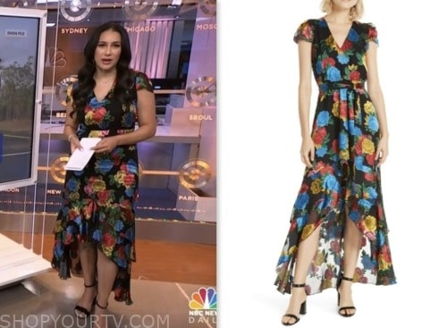 NBC News Daily: August 2023 Morgan Radford's Black Rose Floral Print Hi ...