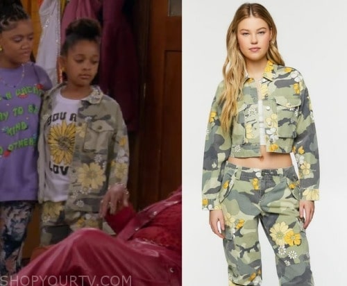 The Upshaws: Season 4 Episode 5 Maya's Floral Camo Jacket