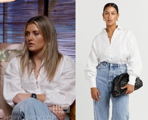 The Block AU: Season 19 Episode 14 Liberty's White Button Front Blouse ...