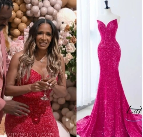 Sheree's pink teddy wrap top on The Real Housewives of Atlanta