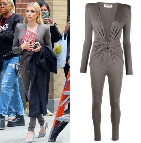 American Horror Story: Season 12 Anna's Grey Knit Front V Neck Jumpsuit ...