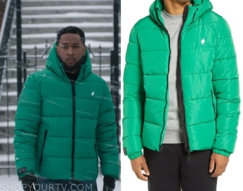 The Chi: Season 6 Episode 1 Emmett's Green Puffer Jacket | Shop Your TV