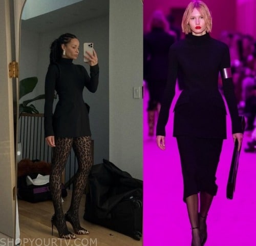 Sai De Silva's Black Turtleneck Mini Dress