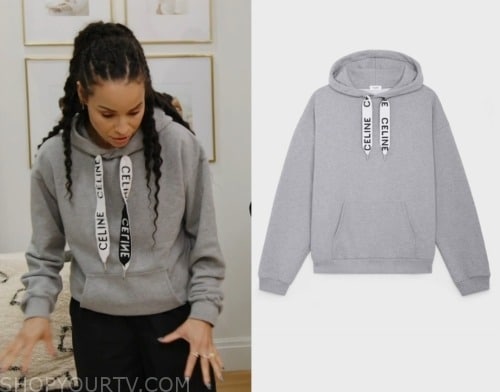 CELINE LOOSE HOODIE IN COTTON FLEECE - LIGHT GREY