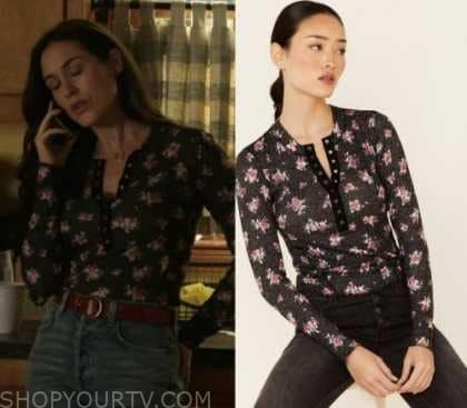 Heels: Season 2 Episode 4 Staci's Floral Henley Top