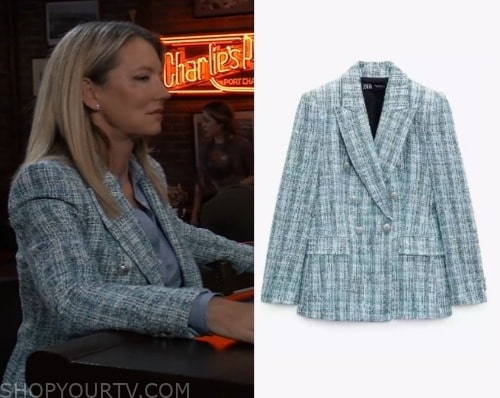 General Hospital: August 2023 Nina's Blue Tweed Jacket | Shop Your TV