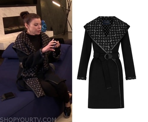 Louis Vuitton Hooded Wrap Coat worn by Heather Dubrow as seen in