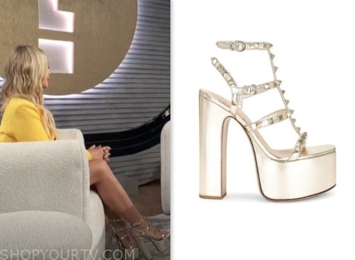 E! News: August 2023 Tamra Judge's Gold Studded Platform Sandals Heels ...