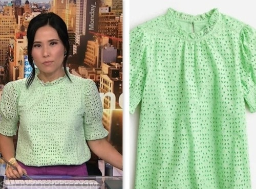 NBC News Daily: September 2023 Vicky Nguyen's Green Eyelet Puff Sleeve ...