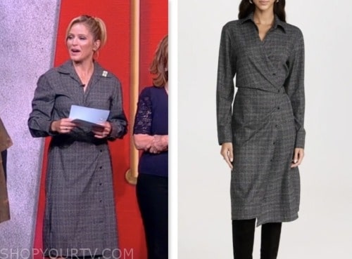 The View: September 2023 Sara Haines's Grey Plaid Wrap Dress | Shop Your TV