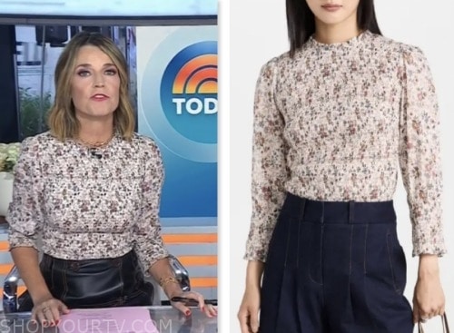 The Today Show: September 2023 Savannah Guthrie's Ivory Floral Smocked ...