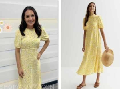 Good Morning Britain: September 2023 Laura Tobin's Yellow Floral Midi ...