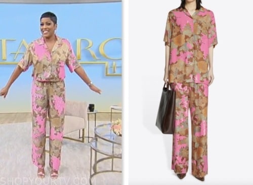 Tamron Hall Show: September 2023 Tamron Hall's Pink Sequin Floral Shirt ...