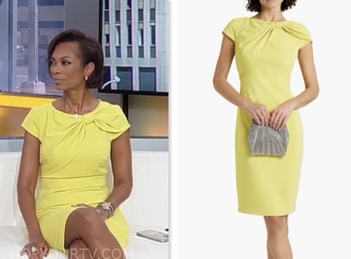 Outnumbered: September 2023 Harris Faulkner's Yellow Bow Sheath Dress ...