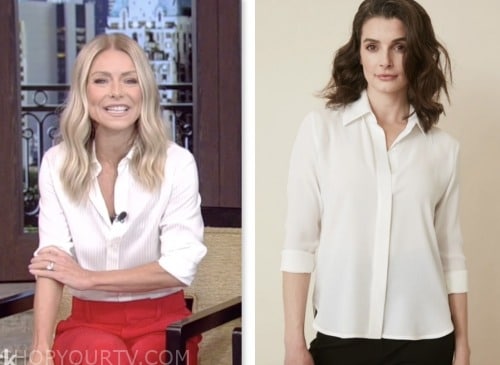 Drew Barrymore Wore a Silk Button-Down Blouse in New York City