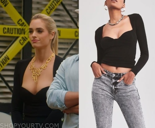 Zara Knit Corset Top worn by Polly Brindle as seen in Selling The OC  (S02E07)