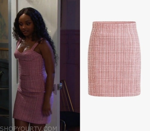 Days Of Our Lives: September 2023 Chanel's Pink Tweed Mini Skirt | Shop ...