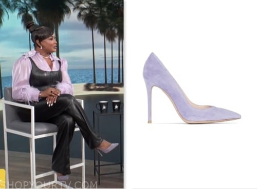 Access Daily: September 2023 Vivica A. Fox's Purple Suede Pumps Heels ...