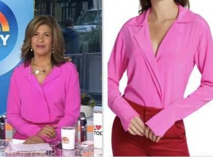 The Today Show: October 2023 Hoda Kotb's Pink Silk Blouse | Shop Your TV