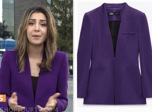 CBS Mornings: October 2023 Nicole Sganga's Purple Collarless Blazer ...