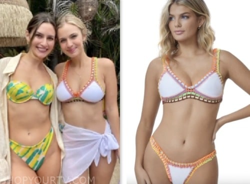 Bachelor in Paradise: Season 9 Episode 2 Jessica Girod's White Multicolor  Crochet Trim Bikini