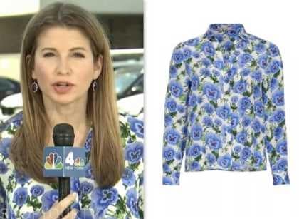 NBC News Daily: October 2023 Jen Maxfield's Blue Floral Print Silk ...