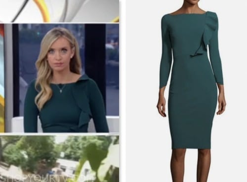 Outnumbered: October 2023 Kayleigh McEnany's Green Ruffle Sheath Dress ...