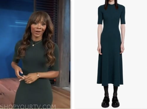 Access Hollywood: October 2023 Zuri Hall's Green Ribbed Knit Midi Dress ...