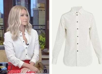 Live with Kelly and Mark: October 2023 Kelly Ripa's White Polka Dot ...