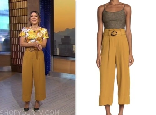 Good Morning America: October 2023 Ginger Zee's Yellow Belted Cropped ...