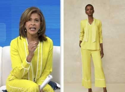 The Today Show: October 2023 Hoda Kotb's Yellow Contrast Trim Tie Neck ...