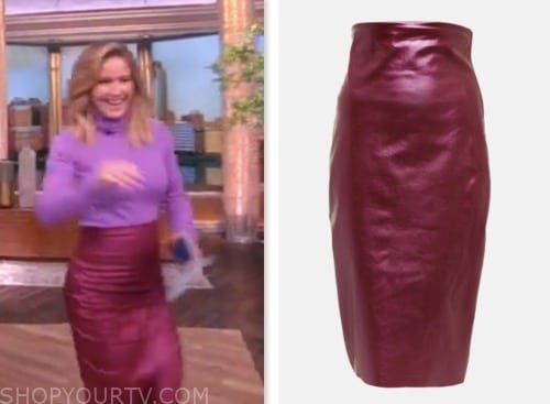 The View: October 2023 Sara Haines's Pink Coated Pencil Skirt