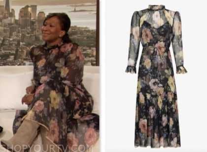 Drew Barrymore Show: October 2023 Nicole Avant's Black Floral Print ...