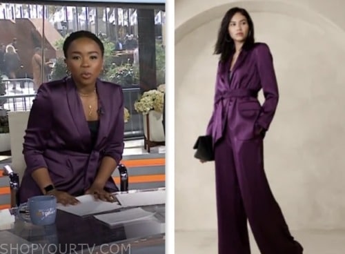 NBC News Daily: October 2023 Zinhle Essamuah's Purple Satin Blazer and ...