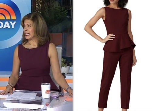 The Today Show: October 2023 Hoda Kotb's Burgundy Peplum Jumpsuit ...