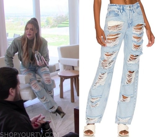 Khloé Kardashian Brings Back the '90s in Extreme Ripped Jeans—See Pics