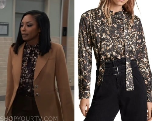 General Hospital: October 2023 Jordan's Black Floral Print Blouse ...