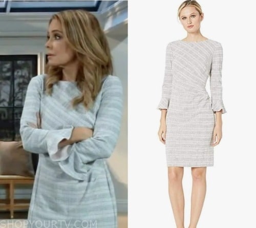 General Hospital: October 2023 Olivia's Grey Striped Flared Cuff Dress ...