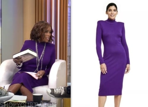 CBS Mornings: November 2023 Gayle King's Purple Turtleneck Midi Dress ...