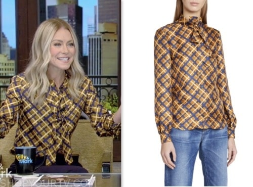 Live with Kelly and Mark: November 2023 Kelly Ripa's Plaid Tie Neck ...