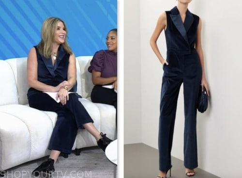 The Today Show November 2023 Jenna Bush Hagers Navy Blue Velvet Jumpsuit Shop Your Tv 8076