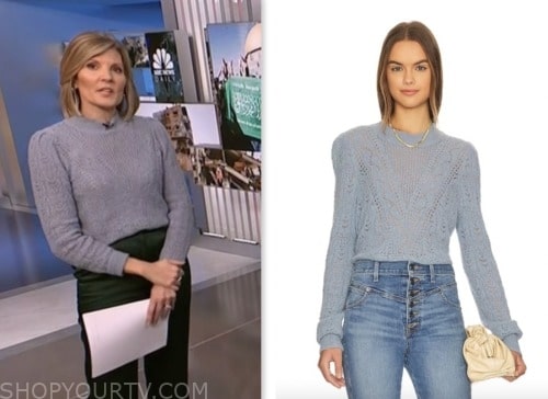 NBC News Daily: November 2023 Kate Snow's Blue Pointelle Knit Sweater ...