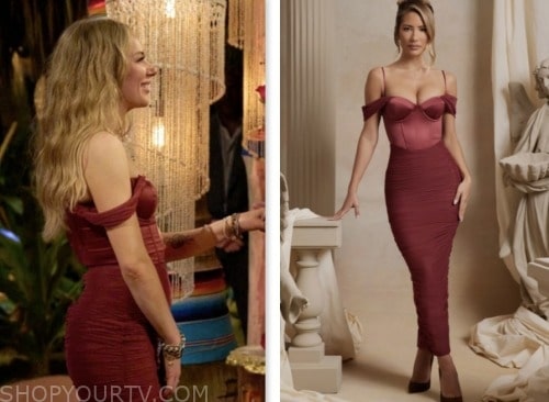 Bachelor in Paradise: Season 9 Episode 7 Samantha Picco's Pink Corset  Ruched Dress