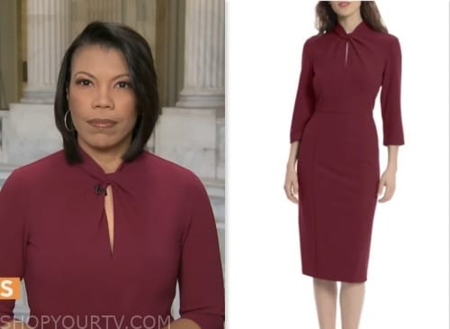 CBS Mornings: February 2023 Jericka Duncan's Tan Belted Sheath Dress ...