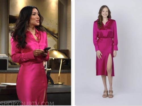 The Young and the Restless: November 2023 Audra Charles's Pink Silk ...