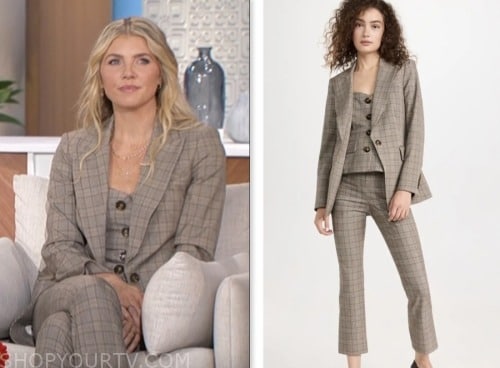 The Talk: January 2023 Amanda Kloots's Grey Tweed Blazer and Pant