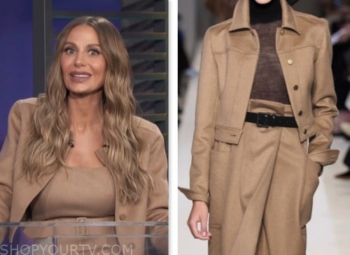 WornOnTV: Dorit's grey monogram print wrap coat on The Real