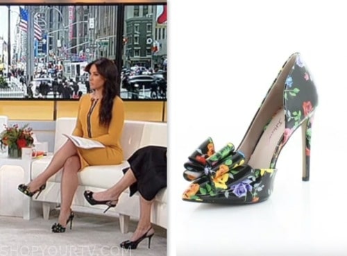 Outnumbered: November 2023 Emily Compagno's Black Floral Bow Heels ...