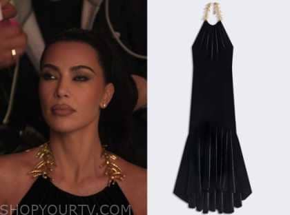 The Kardashians: Season 4 Episode 10 Kim's Gold Neck Detail Dress ...